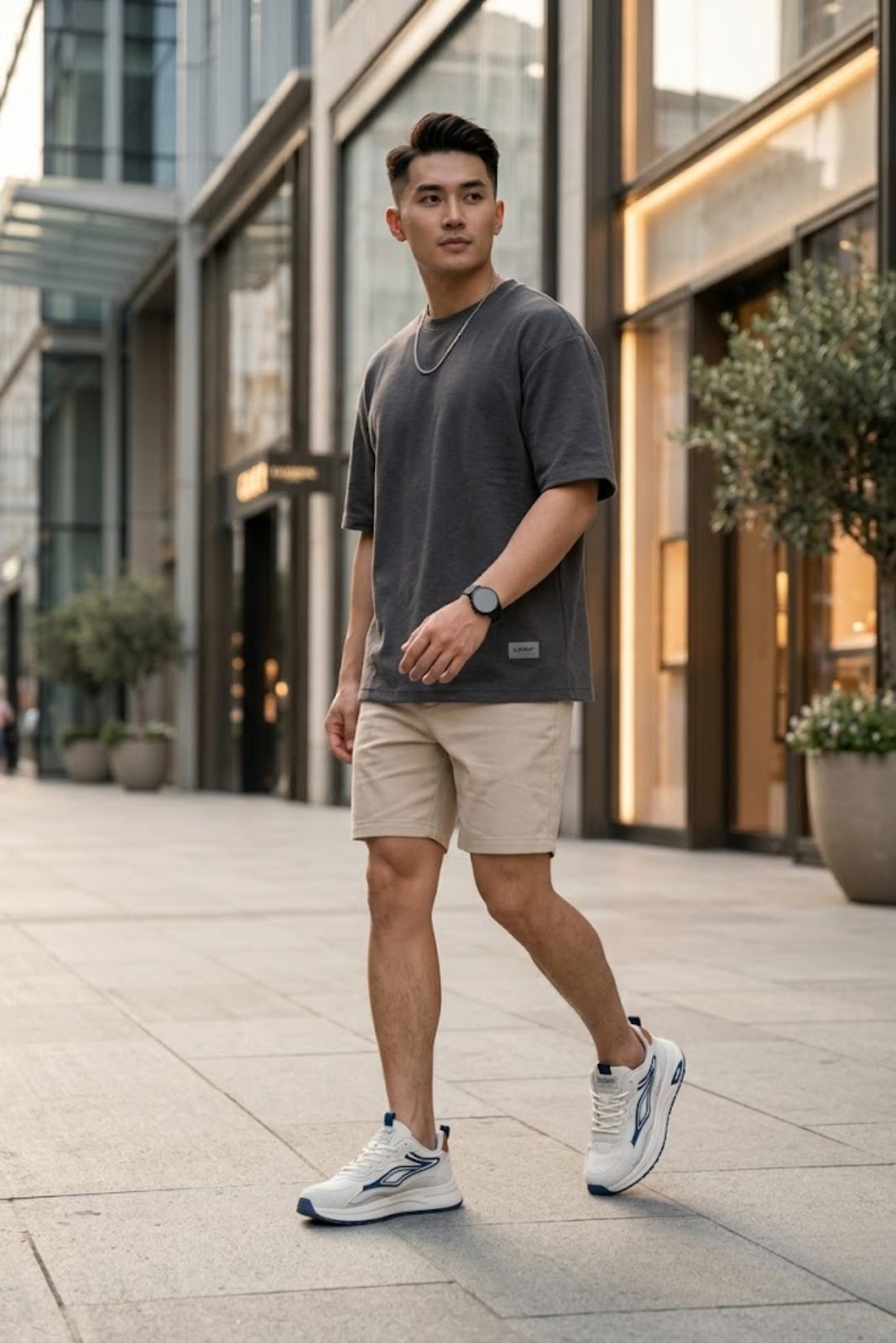 Sneaker 5009 phối tee xám