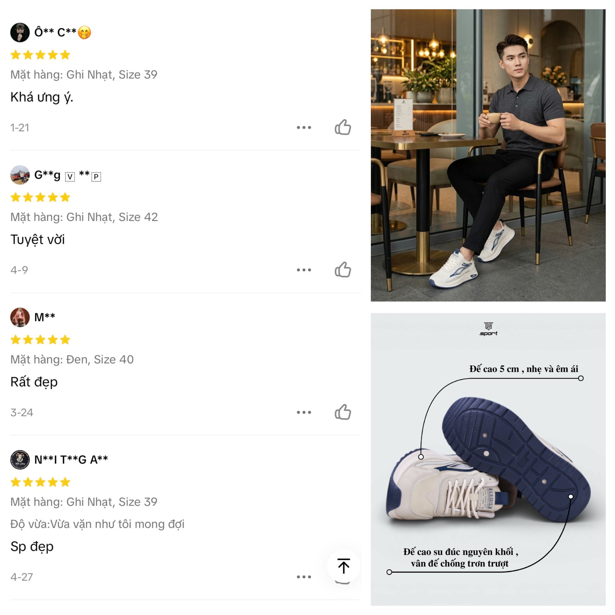 Khách hàng review giày 5009